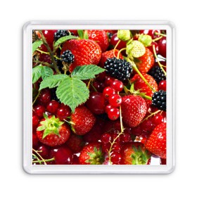 Магнит 55*55 с принтом Любимые ягоды в Петрозаводске, Пластик | Размер: 65*65 мм; Размер печати: 55*55 мм | Тематика изображения на принте: вкусно | голубика | дача | деревня | ежевика | зелень | клубника | малина | огород | полезно | сад | смородина | сок | фрукты | черника | шиповник | ягоды