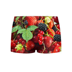 Мужские трусы 3D с принтом Любимые ягоды в Петрозаводске, 50% хлопок, 50% полиэстер | классическая посадка, на поясе мягкая тканевая резинка | вкусно | голубика | дача | деревня | ежевика | зелень | клубника | малина | огород | полезно | сад | смородина | сок | фрукты | черника | шиповник | ягоды