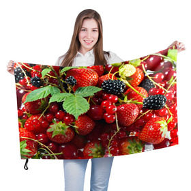 Флаг 3D с принтом Любимые ягоды в Петрозаводске, 100% полиэстер | плотность ткани — 95 г/м2, размер — 67 х 109 см. Принт наносится с одной стороны | вкусно | голубика | дача | деревня | ежевика | зелень | клубника | малина | огород | полезно | сад | смородина | сок | фрукты | черника | шиповник | ягоды