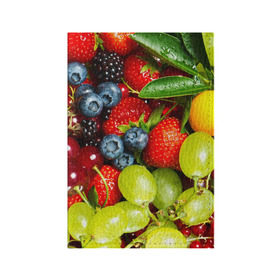 Обложка для паспорта матовая кожа с принтом Вкусные ягоды в Петрозаводске, натуральная матовая кожа | размер 19,3 х 13,7 см; прозрачные пластиковые крепления | виноград | вкусно | голубика | дача | деревня | ежевика | клубника | малина | огород | полезно | рябина | сад | смородина | сок | фрукты | черника | ягоды
