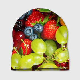 Шапка 3D с принтом Вкусные ягоды в Петрозаводске, 100% полиэстер | универсальный размер, печать по всей поверхности изделия | виноград | вкусно | голубика | дача | деревня | ежевика | клубника | малина | огород | полезно | рябина | сад | смородина | сок | фрукты | черника | ягоды