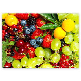 Поздравительная открытка с принтом Вкусные ягоды в Петрозаводске, 100% бумага | плотность бумаги 280 г/м2, матовая, на обратной стороне линовка и место для марки
 | виноград | вкусно | голубика | дача | деревня | ежевика | клубника | малина | огород | полезно | рябина | сад | смородина | сок | фрукты | черника | ягоды