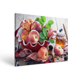 Холст прямоугольный с принтом Персики в Петрозаводске, 100% ПВХ |  | Тематика изображения на принте: ваза | витамины | здоровье | лакомство | мёд | овощи | персики | сладости | тарелка | фрукты | черника | ягоды