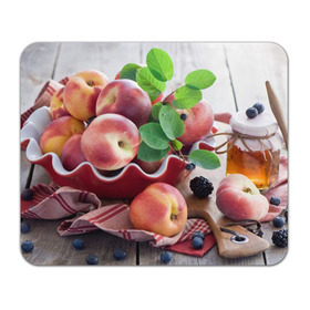 Коврик прямоугольный с принтом Персики в Петрозаводске, натуральный каучук | размер 230 х 185 мм; запечатка лицевой стороны | ваза | витамины | здоровье | лакомство | мёд | овощи | персики | сладости | тарелка | фрукты | черника | ягоды