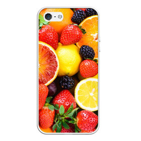 Чехол для Apple iPhone 5/5S силиконовый с принтом Ягоды и фрукты в Петрозаводске, Силикон | Область печати: задняя сторона чехла, без боковых панелей | Тематика изображения на принте: абрикос | алыча | апельсин | бодрость | веган | виноград | витамины | груша | диета | еда | здоровье | клубника | лайм | лимон | малина | молодость | нектар | овощи | персик | питание | польза | смородина