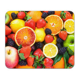 Коврик прямоугольный с принтом Ягоды и фрукты в Петрозаводске, натуральный каучук | размер 230 х 185 мм; запечатка лицевой стороны | абрикос | алыча | апельсин | бодрость | веган | виноград | витамины | груша | диета | еда | здоровье | клубника | лайм | лимон | малина | молодость | нектар | овощи | персик | питание | польза | смородина