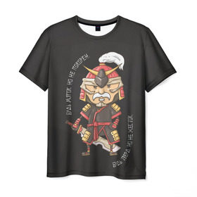 Мужская футболка 3D с принтом Мудрый Самурай в Петрозаводске, 100% полиэфир | прямой крой, круглый вырез горловины, длина до линии бедер | samurai