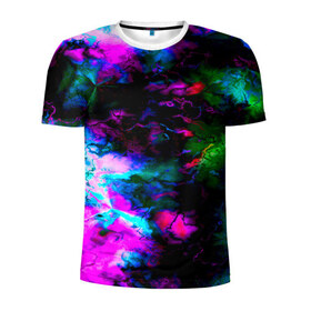 Мужская футболка 3D спортивная с принтом Цветные волны в Петрозаводске, 100% полиэстер с улучшенными характеристиками | приталенный силуэт, круглая горловина, широкие плечи, сужается к линии бедра | абстракция | иллюзии | краска | текстуры | цветные