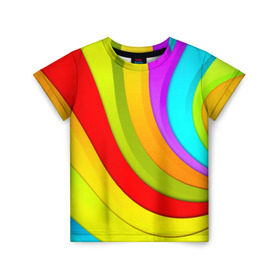 Детская футболка 3D с принтом Радуга в Петрозаводске, 100% гипоаллергенный полиэфир | прямой крой, круглый вырез горловины, длина до линии бедер, чуть спущенное плечо, ткань немного тянется | Тематика изображения на принте: цветные