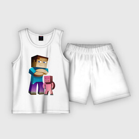 Детская пижама с шортами хлопок с принтом Minecraft в Петрозаводске,  |  | game | minecraft | игры | маинкрафт | майн | майнкравт | майнкрафт