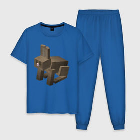 Мужская пижама хлопок с принтом Заяц в Петрозаводске, 100% хлопок | брюки и футболка прямого кроя, без карманов, на брюках мягкая резинка на поясе и по низу штанин
 | game | minecraft | игры | маинкрафт | майн | майнкравт | майнкрафт