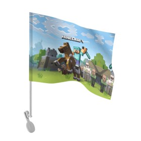Флаг для автомобиля с принтом Minecraft на коне в Петрозаводске, 100% полиэстер | Размер: 30*21 см | game | minecraft | игры | маинкрафт | майн | майнкравт | майнкрафт