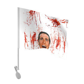 Флаг для автомобиля с принтом Американский психопат в Петрозаводске, 100% полиэстер | Размер: 30*21 см | кристиан бэйл | псих | психопат | ужасы