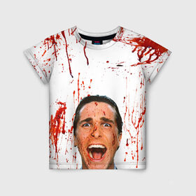 Детская футболка 3D с принтом Американский психопат в Петрозаводске, 100% гипоаллергенный полиэфир | прямой крой, круглый вырез горловины, длина до линии бедер, чуть спущенное плечо, ткань немного тянется | кристиан бэйл | псих | психопат | ужасы