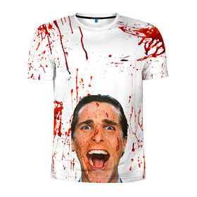 Мужская футболка 3D спортивная с принтом Американский психопат в Петрозаводске, 100% полиэстер с улучшенными характеристиками | приталенный силуэт, круглая горловина, широкие плечи, сужается к линии бедра | кристиан бэйл | псих | психопат | ужасы