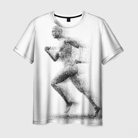 Мужская футболка 3D с принтом Бегун в Петрозаводске, 100% полиэфир | прямой крой, круглый вырез горловины, длина до линии бедер | Тематика изображения на принте: 