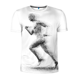 Мужская футболка 3D спортивная с принтом Бегун в Петрозаводске, 100% полиэстер с улучшенными характеристиками | приталенный силуэт, круглая горловина, широкие плечи, сужается к линии бедра | Тематика изображения на принте: 