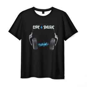 Мужская футболка 3D с принтом Live 4 music в Петрозаводске, 100% полиэфир | прямой крой, круглый вырез горловины, длина до линии бедер | dj | music | диджей | клуб | музыка