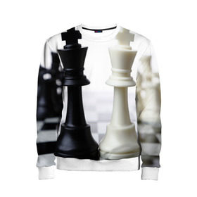 Детский свитшот 3D с принтом Шахматы в Петрозаводске, 100% полиэстер | свободная посадка, прямой крой, мягкая тканевая резинка на рукавах и понизу свитшота | Тематика изображения на принте: белая | черная | шахматы
