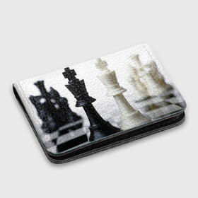 Картхолдер с принтом с принтом Шахматы в Петрозаводске, натуральная матовая кожа | размер 7,3 х 10 см; кардхолдер имеет 4 кармана для карт; | белая | черная | шахматы