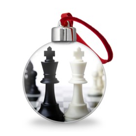 Ёлочный шар с принтом Шахматы в Петрозаводске, Пластик | Диаметр: 77 мм | Тематика изображения на принте: белая | черная | шахматы