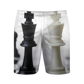 Мужские шорты 3D спортивные с принтом Шахматы в Петрозаводске,  |  | белая | черная | шахматы