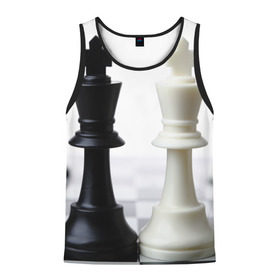 Мужская майка 3D с принтом Шахматы в Петрозаводске, 100% полиэстер | круглая горловина, приталенный силуэт, длина до линии бедра. Пройма и горловина окантованы тонкой бейкой | белая | черная | шахматы
