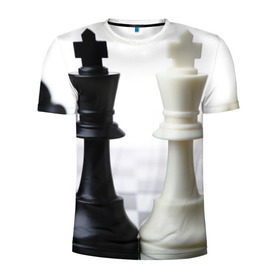 Мужская футболка 3D спортивная с принтом Шахматы в Петрозаводске, 100% полиэстер с улучшенными характеристиками | приталенный силуэт, круглая горловина, широкие плечи, сужается к линии бедра | белая | черная | шахматы