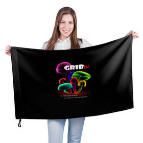 Флаг 3D с принтом GRIBы в Петрозаводске, 100% полиэстер | плотность ткани — 95 г/м2, размер — 67 х 109 см. Принт наносится с одной стороны | грибы | прикол | прикольные надписи | юмор