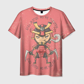 Мужская футболка 3D с принтом Мудрый самурай в Петрозаводске, 100% полиэфир | прямой крой, круглый вырез горловины, длина до линии бедер | samurai