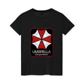 Женская футболка хлопок с принтом Umbrella corporation в Петрозаводске, 100% хлопок | прямой крой, круглый вырез горловины, длина до линии бедер, слегка спущенное плечо | resident evil | вирус | зомби