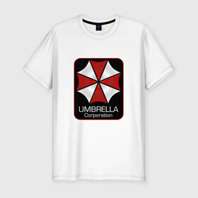 Мужская футболка премиум с принтом Umbrella corporation в Петрозаводске, 92% хлопок, 8% лайкра | приталенный силуэт, круглый вырез ворота, длина до линии бедра, короткий рукав | resident evil | вирус | зомби