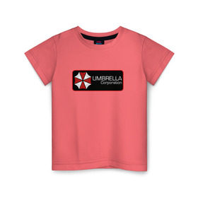 Детская футболка хлопок с принтом Umbrella corporation Нашивка-2 в Петрозаводске, 100% хлопок | круглый вырез горловины, полуприлегающий силуэт, длина до линии бедер | resident evil | вирус | зомби