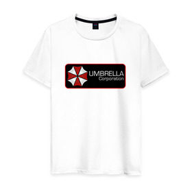 Мужская футболка хлопок с принтом Umbrella corporation Нашивка-2 в Петрозаводске, 100% хлопок | прямой крой, круглый вырез горловины, длина до линии бедер, слегка спущенное плечо. | Тематика изображения на принте: resident evil | вирус | зомби