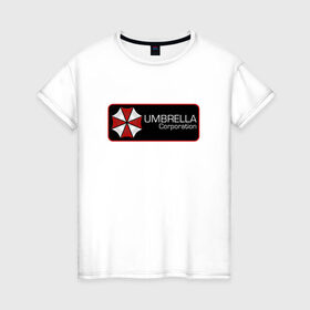 Женская футболка хлопок с принтом Umbrella corporation Нашивка-2 в Петрозаводске, 100% хлопок | прямой крой, круглый вырез горловины, длина до линии бедер, слегка спущенное плечо | resident evil | вирус | зомби