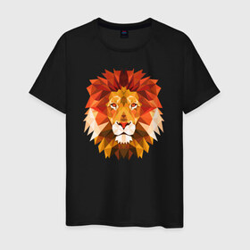 Мужская футболка хлопок с принтом Лёва в Петрозаводске, 100% хлопок | прямой крой, круглый вырез горловины, длина до линии бедер, слегка спущенное плечо. | животные | лев