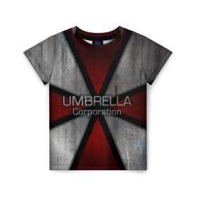 Детская футболка 3D с принтом Umbrella corps в Петрозаводске, 100% гипоаллергенный полиэфир | прямой крой, круглый вырез горловины, длина до линии бедер, чуть спущенное плечо, ткань немного тянется | resident evil | вирус | зомби