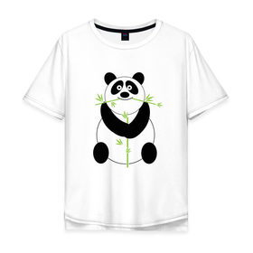 Мужская футболка хлопок Oversize с принтом Весёлая панда в Петрозаводске, 100% хлопок | свободный крой, круглый ворот, “спинка” длиннее передней части | бамбук