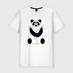 Мужская футболка премиум с принтом Весёлая панда в Петрозаводске, 92% хлопок, 8% лайкра | приталенный силуэт, круглый вырез ворота, длина до линии бедра, короткий рукав | бамбук