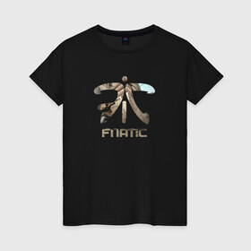 Женская футболка хлопок с принтом Fnatic cs go в Петрозаводске, 100% хлопок | прямой крой, круглый вырез горловины, длина до линии бедер, слегка спущенное плечо | counter | csgo | gameplay | strike