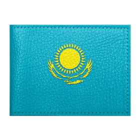 Обложка для студенческого билета с принтом Казахстан в Петрозаводске, натуральная кожа | Размер: 11*8 см; Печать на всей внешней стороне | Тематика изображения на принте: герб | казахстан | флаг
