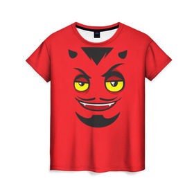 Женская футболка 3D с принтом Дьявол в Петрозаводске, 100% полиэфир ( синтетическое хлопкоподобное полотно) | прямой крой, круглый вырез горловины, длина до линии бедер | дьявол | монстр | прикольные картинки | чёрт
