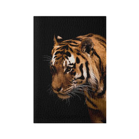 Обложка для паспорта матовая кожа с принтом Тигр в Петрозаводске, натуральная матовая кожа | размер 19,3 х 13,7 см; прозрачные пластиковые крепления | полосы | хищник