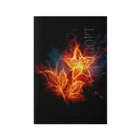 Обложка для паспорта матовая кожа с принтом Огненный цветок в Петрозаводске, натуральная матовая кожа | размер 19,3 х 13,7 см; прозрачные пластиковые крепления | Тематика изображения на принте: звезда | искры | огненный цветок | огонь | пламя | пожар