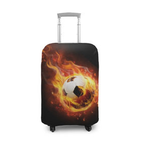 Чехол для чемодана 3D с принтом Страсть к футболу в Петрозаводске, 86% полиэфир, 14% спандекс | двустороннее нанесение принта, прорези для ручек и колес | игра | искры | мяч | огонь | пламя | спорт | страсть | фанат | футбол | футболист