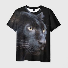 Мужская футболка 3D с принтом Пантера в Петрозаводске, 100% полиэфир | прямой крой, круглый вырез горловины, длина до линии бедер | дикая кошка | добыча | животные | ловкость | охота | пантера | сила | скорость | смекалка | хитрость | хищник