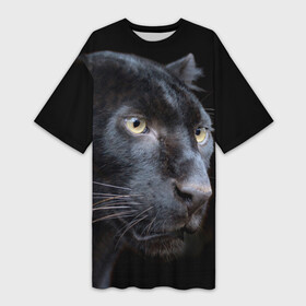 Платье-футболка 3D с принтом Пантера в Петрозаводске,  |  | дикая кошка | добыча | животные | ловкость | охота | пантера | сила | скорость | смекалка | хитрость | хищник
