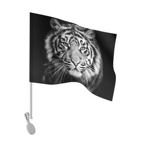 Флаг для автомобиля с принтом Красавец тигр в Петрозаводске, 100% полиэстер | Размер: 30*21 см | джунгли | дикая кошка | животные | зверь | король | кровь | мясо | опасность | охотник | тигр | хищник | царь | цирк