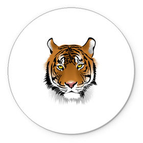 Коврик круглый с принтом Морда тигра в Петрозаводске, резина и полиэстер | круглая форма, изображение наносится на всю лицевую часть | Тематика изображения на принте: зверь | кошка | полосы | тигр | хищник