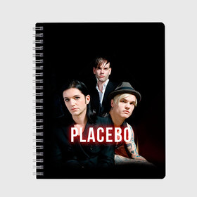 Тетрадь с принтом Placebo группа в Петрозаводске, 100% бумага | 48 листов, плотность листов — 60 г/м2, плотность картонной обложки — 250 г/м2. Листы скреплены сбоку удобной пружинной спиралью. Уголки страниц и обложки скругленные. Цвет линий — светло-серый
 | Тематика изображения на принте: placebo | брайан молко | молко | плацебо | плейсибо | плэйсибо